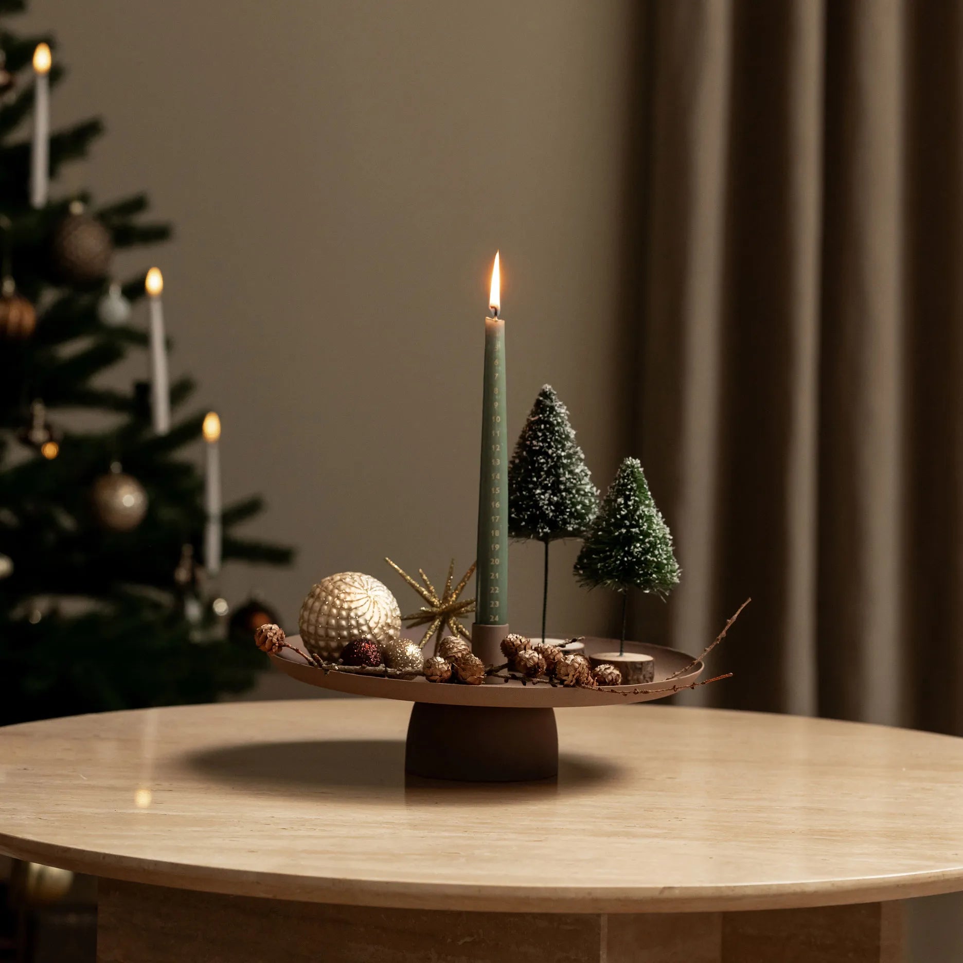 Kalenderlys m. lak og guld print